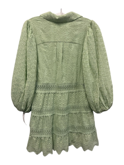 Alice + Olivia Size 6 Seafoam Green Polyester & Cotton Eyelet Flowers Dress Seafoam Green / 6