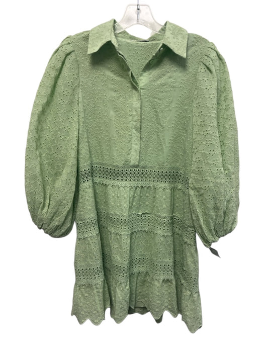 Alice + Olivia Size 6 Seafoam Green Polyester & Cotton Eyelet Flowers Dress Seafoam Green / 6
