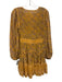 Ulla Johnson Size S Orange, Yellow, Brown Abstract Floral Gathered Mini Dress Orange, Yellow, Brown / S