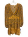 Ulla Johnson Size S Orange, Yellow, Brown Abstract Floral Gathered Mini Dress Orange, Yellow, Brown / S
