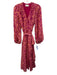 Tanya Taylor Size 2 Pink & Orange Silk Abstract Floral Wrap Midi Dress Pink & Orange / 2