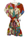Rebecca Vallance Size 6 Red, Blue, Multi Linen Blend Button Front Mini Dress Red, Blue, Multi / 6