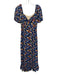 Rhode Size 6 Blue, Beige, Brown Viscose Geometric Fluted Hem Midi Dress Blue, Beige, Brown / 6