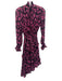 Milly Size XS Purple & Black Polyester Shirred Mock Neck Asymmetric Hem Dress Purple & Black / XS