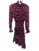 Milly Size XS Purple & Black Polyester Shirred Mock Neck Asymmetric Hem Dress Purple & Black / XS