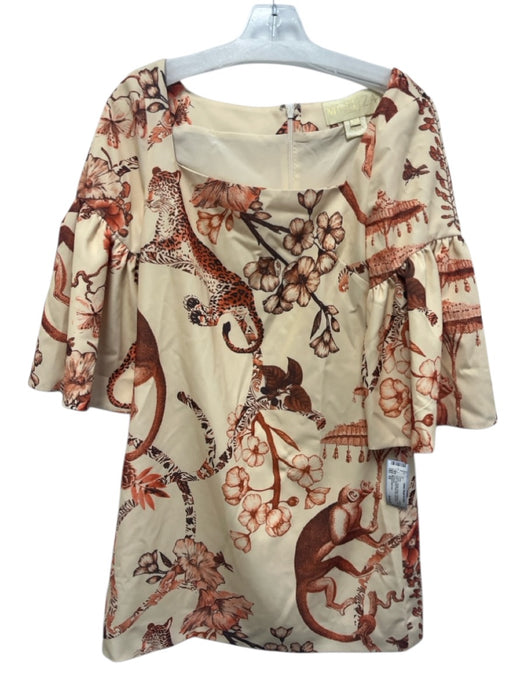 Mestiza New York Size XS Cream, Orange, Brown Polyester Jungle Print Mini Dress Cream, Orange, Brown / XS