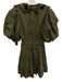 Love The Label Size XS Olive Green Cotton Short Puff Sleeve Open Ruffles Dress Olive Green / XS