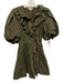 Love The Label Size XS Olive Green Cotton Short Puff Sleeve Open Ruffles Dress Olive Green / XS