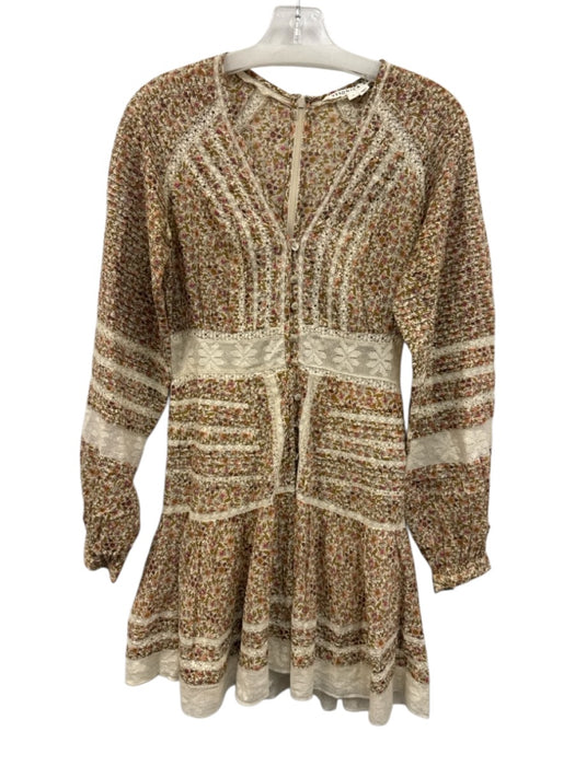 Veronica Beard Size 2 White, Green, Multi Cotton Long Sleeve Floral Dress White, Green, Multi / 2