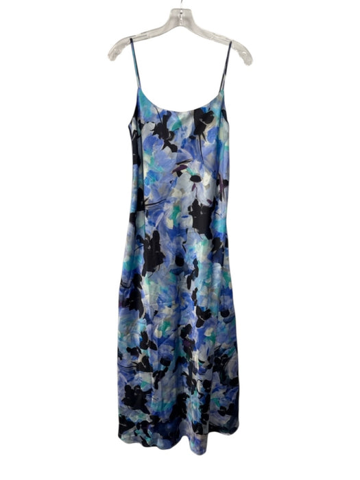 Ann Mashburn Size XS Blue & Multi Polyester Sleeveless All Over Print Midi Dress Blue & Multi / XS