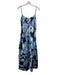 Ann Mashburn Size XS Blue & Multi Polyester Sleeveless All Over Print Midi Dress Blue & Multi / XS