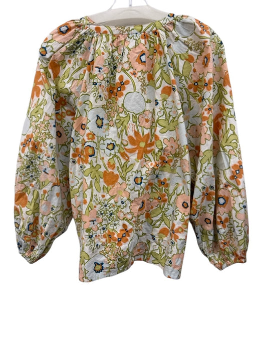 Cleobella Size S White & Multi Cotton Floral Long Sleeve Buttons Top White & Multi / S