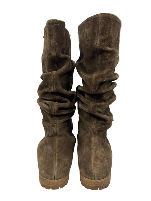 Prada Shoe Size 38.5 Brown Suede Almond Toe Slouchy Boots