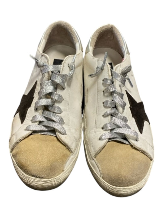 Golden Goose Shoe Size 40 White & Silver Leather & Suede Low Top Sneakers White & Silver / 40