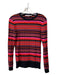 Trina Turk Size S Black Red & Pink Cotton Blend Striped Long Sleeve Ribbed Top Black Red & Pink / S