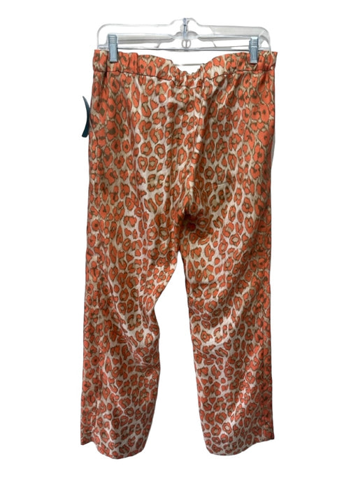 La Prestic Ouiston Size 0 Beige & Orange Silk Animal Print Elastic Waist Pants Beige & Orange / 0