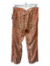 La Prestic Ouiston Size 0 Beige & Orange Silk Animal Print Elastic Waist Pants Beige & Orange / 0