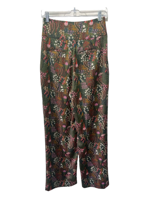 Scotch & Soda Size XS Green & Multi Cotton Floral High Rise Wide Leg Pants Green & Multi / XS