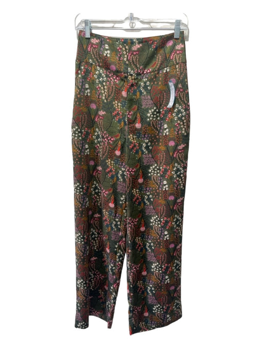 Scotch & Soda Size XS Green & Multi Cotton Floral High Rise Wide Leg Pants Green & Multi / XS