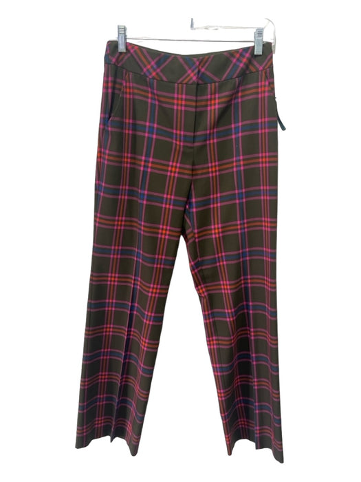 Trina Turk Size 4 Green & Pink Plaid hook & zip Straight Pants Green & Pink / 4