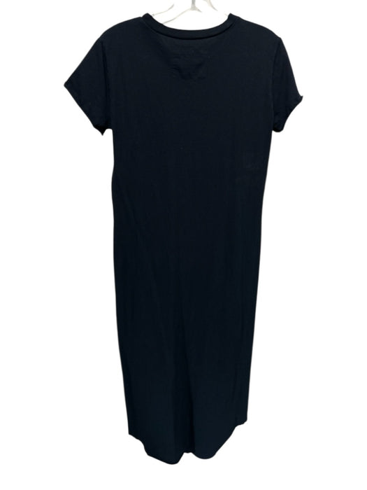 Frank & Eileen Size S Black Cotton Short Sleeve Crew Neck Raw Hem T-shirt Dress Black / S