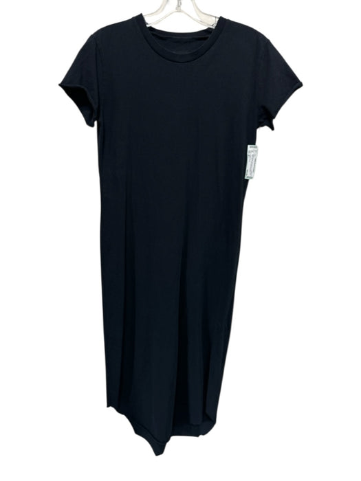 Frank & Eileen Size S Black Cotton Short Sleeve Crew Neck Raw Hem T-shirt Dress Black / S