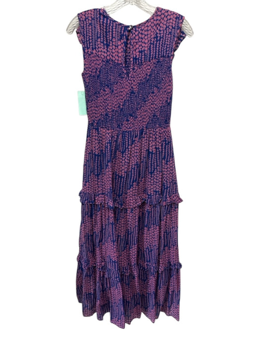 Banjanan Size S Blue & Pink Cotton Abstract Print Flutter Cap Sleeve Dress Blue & Pink / S