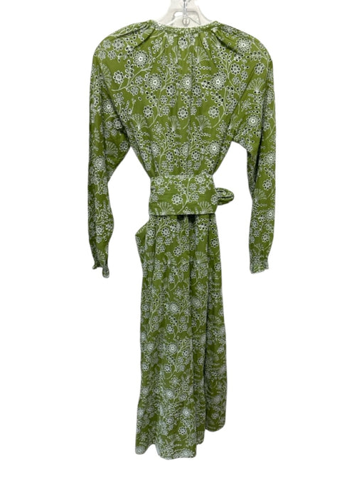 ME + EM Size XS Green & White Cotton Eyelet Lace Embroidered Flowers Dress Green & White / XS