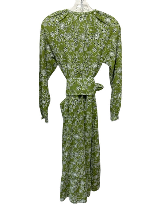 ME + EM Size XS Green & White Cotton Eyelet Lace Embroidered Flowers Dress Green & White / XS