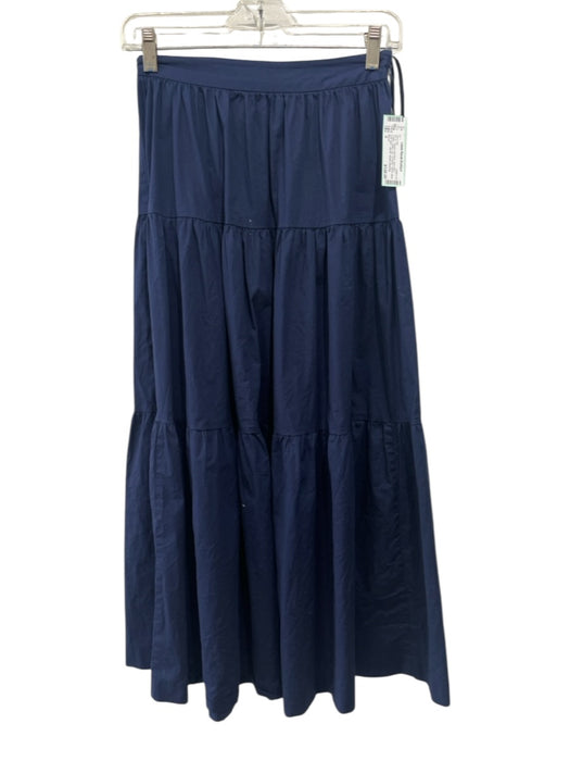 Staud Size S Navy Blue Cotton Halter Top Tie Neck Tiered Maxi skirt Skirt Set Navy Blue / S