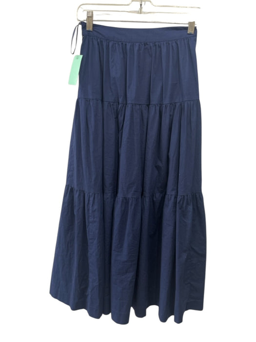 Staud Size S Navy Blue Cotton Halter Top Tie Neck Tiered Maxi skirt Skirt Set Navy Blue / S