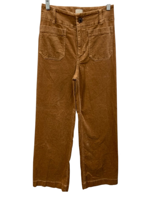 Maeve Size 26 Tan Brown Cotton & Modal Corduroy High Waist Wide Leg Pants Tan Brown / 26