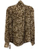 LaRoque Size S Brown & Cream Silk Blend Abstract Tie Neck Long Sleeve Top Brown & Cream / S