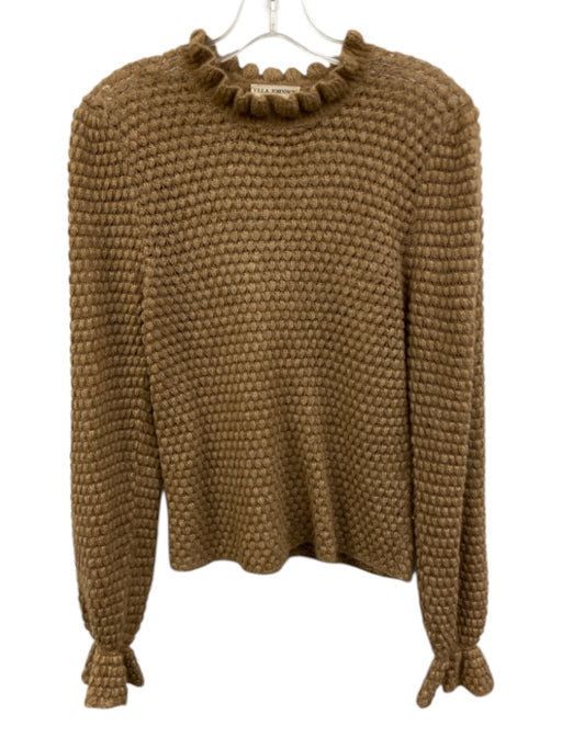 Ulla Johnson Size P / XS Tan Brown Alpaca Blend Open Knit Rubbed Sweater Tan Brown / P / XS