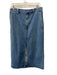 Enza Costa Size 1 Light Wash Cotton Denim High Rise Midi Front Slit Skirt Light Wash / 1