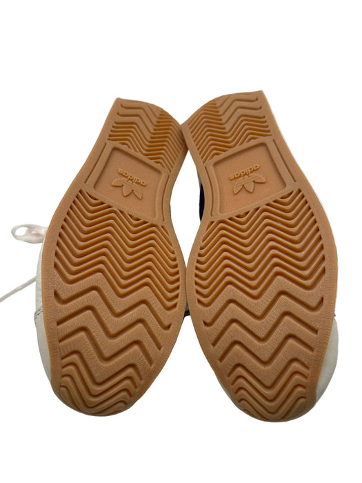 Adidas Shoe Size 8.5 Cream & Blue Leather Low Top Stripe Sneakers