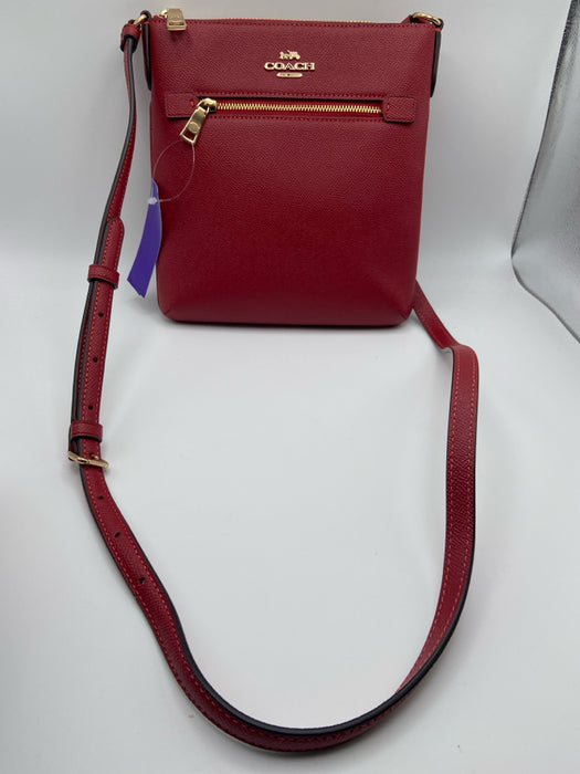 Coach Red Coated Leather Zip Close Crossbody Bag