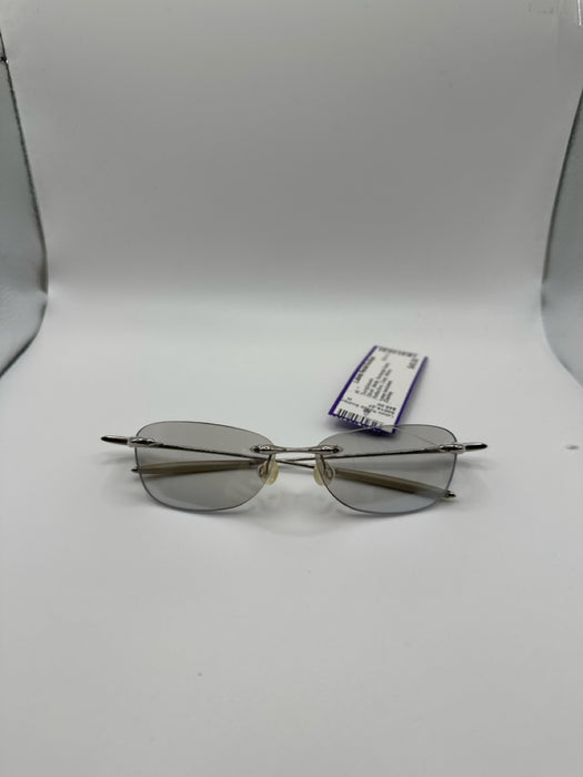 Oakley Silver Metal Rectangle Shade Reflective Clear Sunglasses