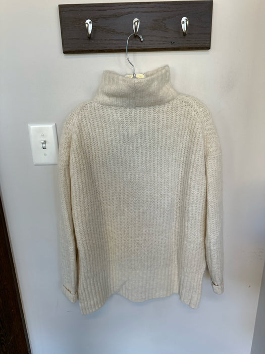 A.L.C. Size S Cream Alpaca Blend Funnel Neck Knit Half Zip Sweater