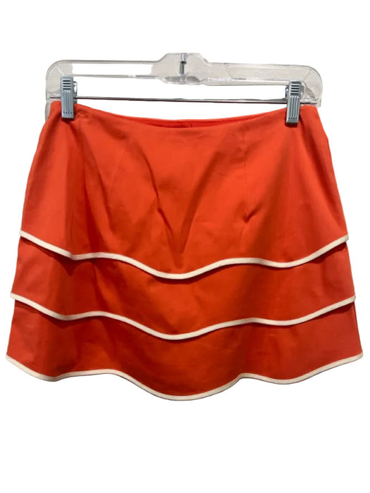 Alexis Size XS Orange & White Cotton & Viscose Short Sleeve scallop trim Top