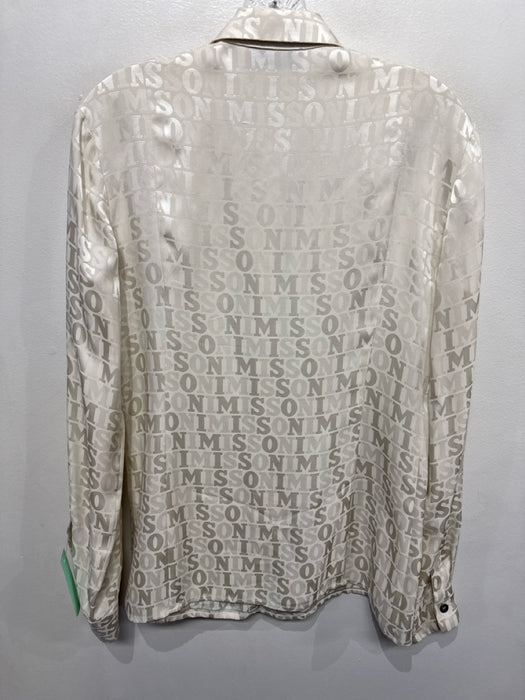 Missoni Size M / 44 Cream jaquard all over logo Long Sleeve Button Down Top