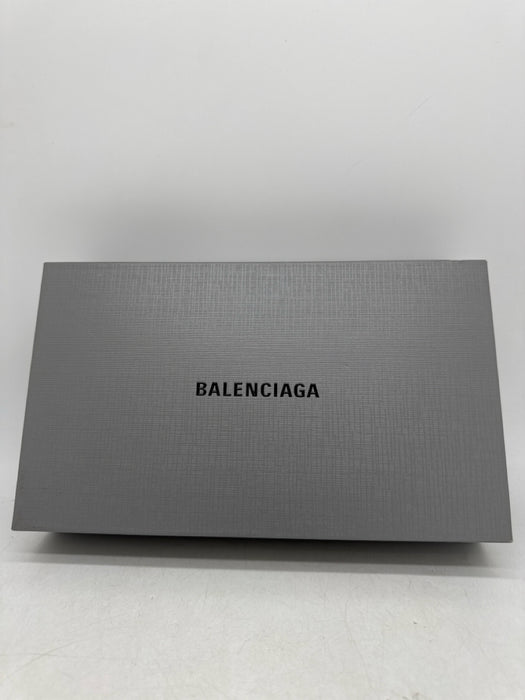 Balenciaga Silver Leather Metallic Logo Pouch Clutch