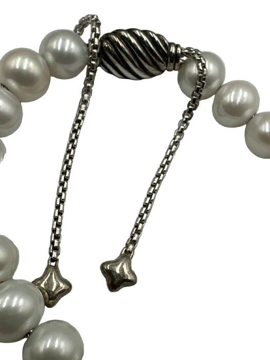 David Yurman White & Silver Pearl Beaded 925 Bracelet