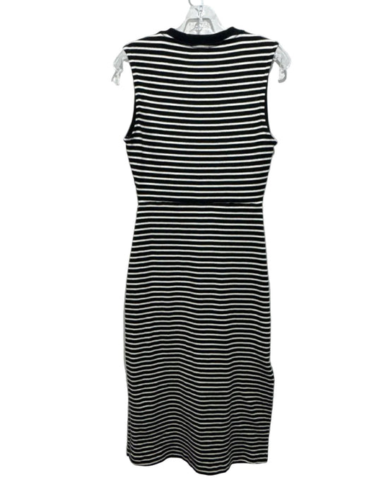 Tanya Taylor Size S Cream & Black Organic Cotton Rib Knit Striped Dress