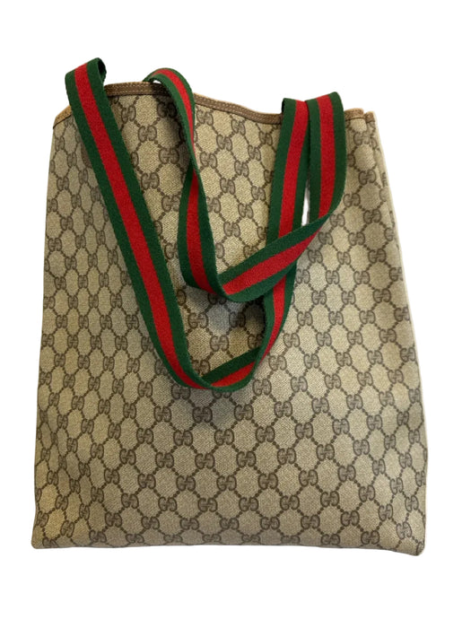 Gucci Beige & Brown Coated Canvas Web Stripe Guccissima Tote Bag