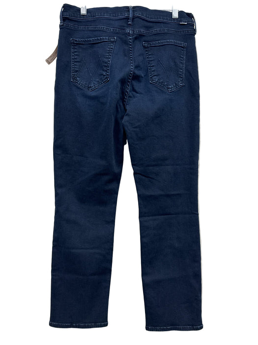 Mother Size 34 Dark Wash Cotton Denim Whiskering Straight Jeans