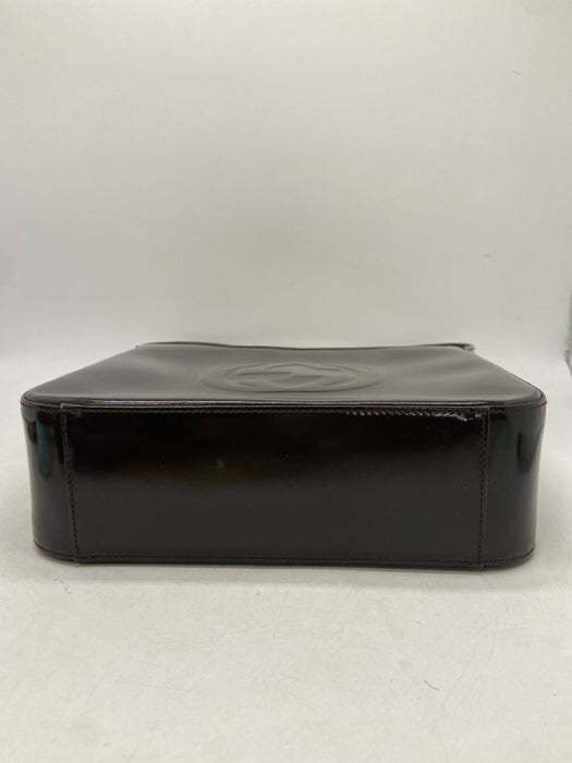 Gucci Dark Brown Patent Leather embossed Shoulder Bag