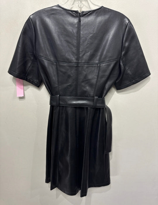 Cinq a Sept Size 2 Black Viscose Blend Short Sleeve Belted Dress