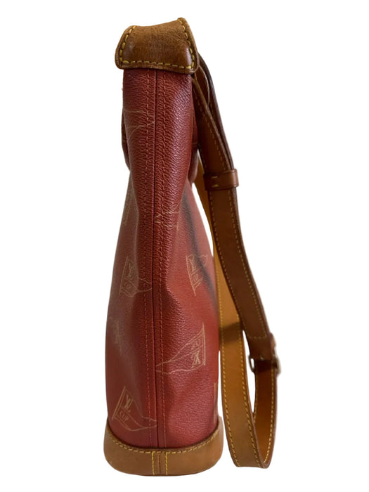 Louis Vuitton Red & Tan Leather Coated Canvas Monogram Shoulder Bag Bag