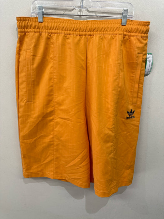 Adidas NWT Size L Orange Synthetic Striped Athletic Men's Shorts